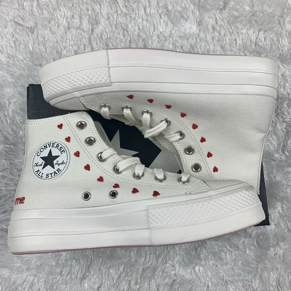 White Converse All Star Valentines Day Crafted with Love A01599c Womens - Picture 2 of 11